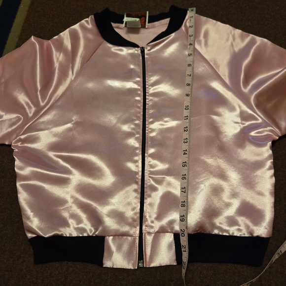 Charades Pink Ladies Satin Costume Jacket In Sizr Large Inspired By Grease - Picture 6 of 7